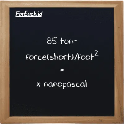 Example ton-force(short)/foot<sup>2</sup> to nanopascal conversion (85 tf/ft<sup>2</sup> to nPa)